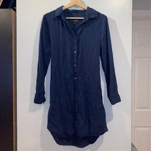 Velvet Heart Navy Blue Shirt Dress Womens Size XS Tencel Button Down Cotton